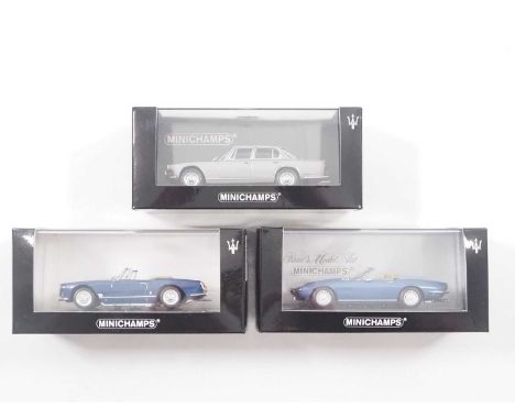 A group of limited edition 1:43 scale models by MINICHAMPS, comprising of Maserati automobiles to include a 1961 Maserati 350