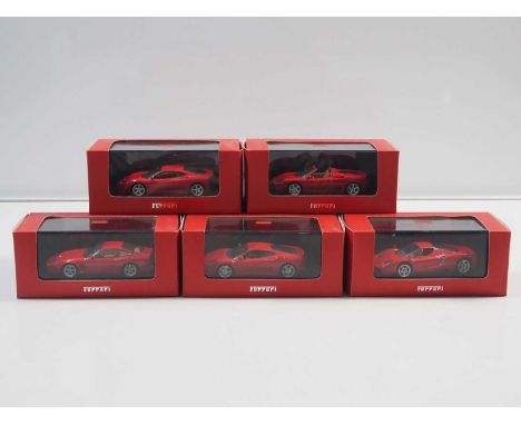 A group of 1:43 scale models by IXO, comprising of Ferrari automobiles to include a 2002 Ferrari Enzo, a 1997 Ferrari 575 Mar