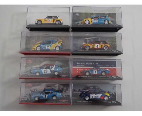 A group of 1:43 scale models to include IXO -ALTAYA (ex magazine) ,comprising of Alpine and Renault rally cars to include a 1