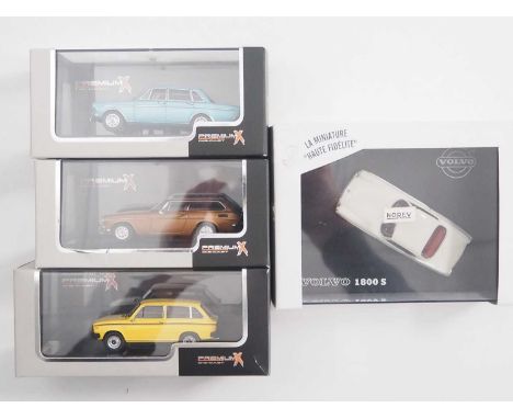 A group of 1:43 scale models by NOREV and PREMIUM X, comprising of a NOREV 1963 Volvo P1800 Coupe, a PREMIUM X 1968 Volvo 164