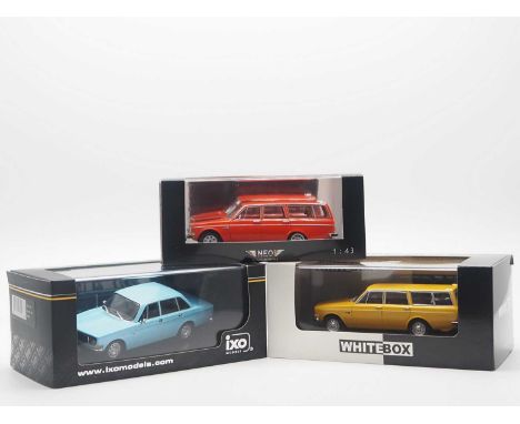 A group of 1:43 scale models by NEO, IXO and WHITEBOX comprising of a 'NEO 43091' 1971 Volvo 145, a 'IXO CLC146' 1972 Volvo 1