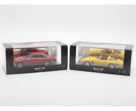 A pair of hand built resin 1:43 scale models NEO, comprising of a 'NEO43426' 1963 ISO Rivolta and a 'NEO43433' 1972 ISO Grifo