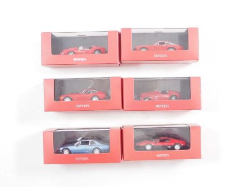 A group of 1:43 scale models by IXO, comprising of Ferrari automobiles to include a 1947 Ferrari 125 Sport, a 1962 Ferrari 25