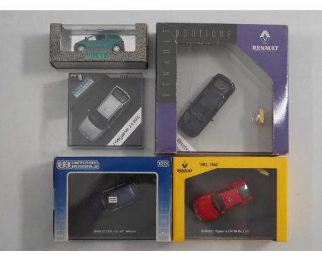 A group of 1:43 scale models by UNIVERSAL HOBBIES and VITESSE, comprising of Renault automobiles to include a UNIVERSAL HOBBI