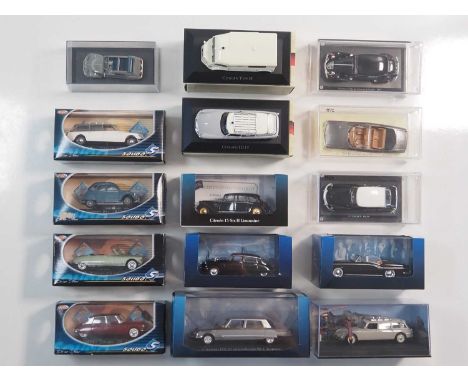 A group of 1:43 scale models to include ATLAS, and SOLIDO, comprising of Citroen automobiles - G/VG in F/VG  perspex cases an