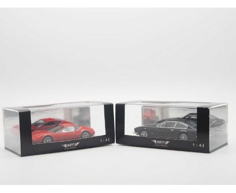 A pair of 1:43 scale hand built resin models by NEO, comprising of a 'NEO43631' Monteverdi 375L and a 'NEO43620' 1971 Monteve