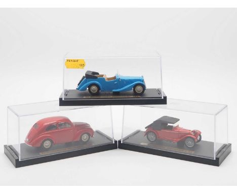 A group of 1:43 scale hand built resin models by HYNEK KNOPP, comprising of a 1933 Aero 662, a 1938 Aero Type 30 and a 1949 A