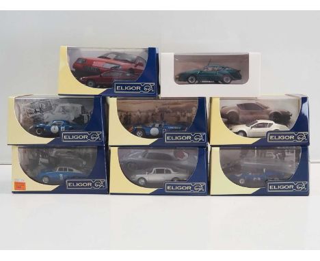 A group of 1:43 scale models by ELIGOR, comprising of Alpine (Renault) automobiles to include a 1955 Redele Speciale and a 19