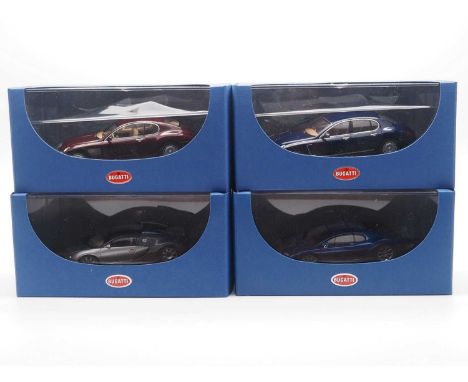 A group of 1:43 scale models by AUTO ART, comprising of Bugatti automobiles to include a 1999 Bugatti EB 218 Genf concept car