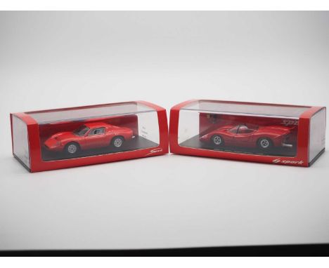 A pair of hand built 1:43 scale resin models by SPARK (MINIMAX), comprising of a 'S1300' 1965 Abarth Fiat OT 1300 and a 'S132