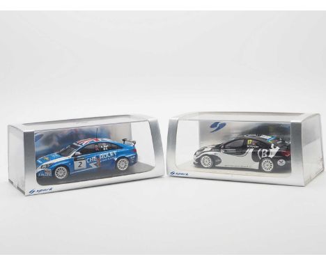 A pair of 1:43 scale hand built resin models by SPARK (MINIMAX) , comprising of a 'S2498' 2011 Chevrolet Europe Cruze WTCC an
