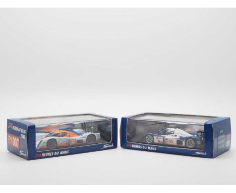 A pair of 1:43 scale hand built resin models by SPARK (MINIMAX), comprising of a 'S1428' 2008 Lola BO8/60 Aston Martin (Le Ma