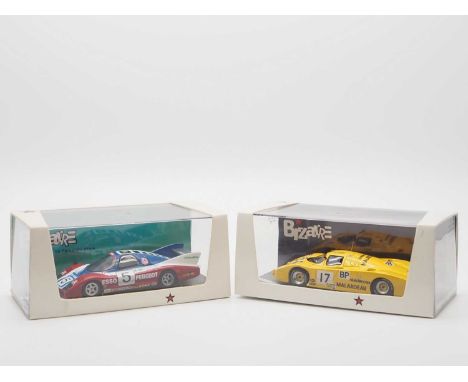 A pair of 1:43 scale hand built resin models by BIZARRE (MINIMAX), comprising of a 'BZ198' 1981 WM Peugeot (Le Mans) and a 'B