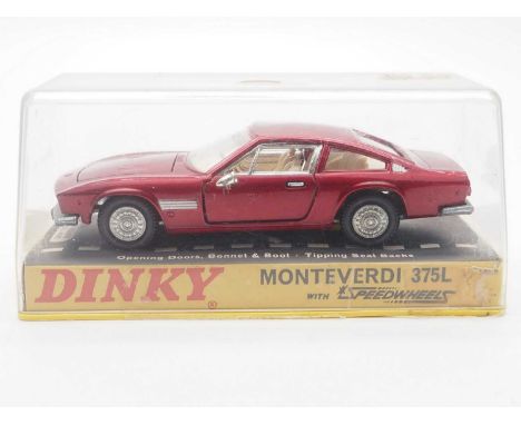 A 1:43 scale DINKY Toys No 190 Monteverdi 375L - overall VG (a couple of paint chips and paint flaws) in a G/VG perspex case