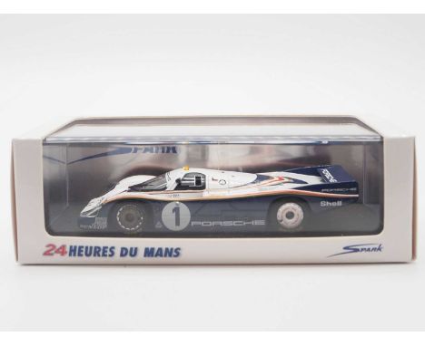 A 1:43 scale SPARK (MINIMAX) 'S43 LM 82'  hand built resin model of a 1982 Porsche 956 (Le Mans)  - VG/E in G/VG perspex case