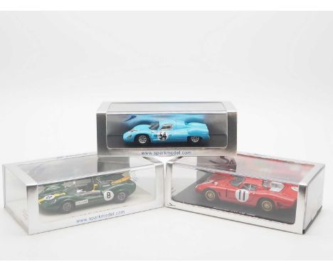 A group of 1:43 scale hand built resin models by SPARK (MINIMAX), comprising of a  'S2212' 1965 Lotus 40 (Brands Hatch) a 'S0