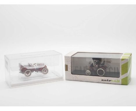 A pair of 1:43 scale hand built resin model by AUTOCULT and PORSCHE MUSEUM, comprising of an AUTOCULT '01000' 1900 Lohner-Por