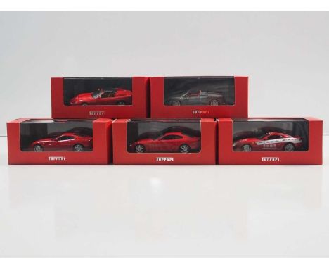 A group of 1:43 scale models by IXO, comprising of Ferrari automobiles to include a 2005 Ferrari 575 Super America and a 2006