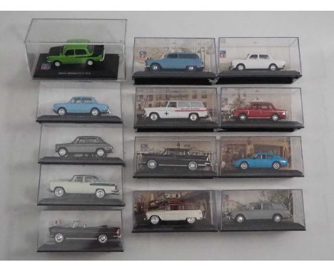 A group of 1:43 scale models to include IXO -ALTAYA (ex magazine), comprising of Simca automobiles - VG/E in F/VG perspex cas