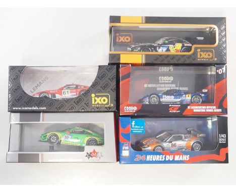 A group of 1:43 scale models by EBBRO and IXO, comprising of GT racing cars to include an EBBRO 2007 Ebbro Vemac 350R Super G