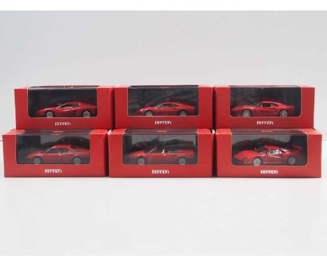 A group of 1:43 scale models by IXO, comprising of 1980s Ferrari automobiles to include a 1984 Ferrari Testarossa, a 1986 Fer