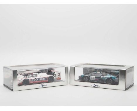 A pair of 1:43 scale hand built resin models by SPARK (MINIMAX), comprising of a  'S0776' 1992 Jaguar XJR-14 (Laguna Seca) an