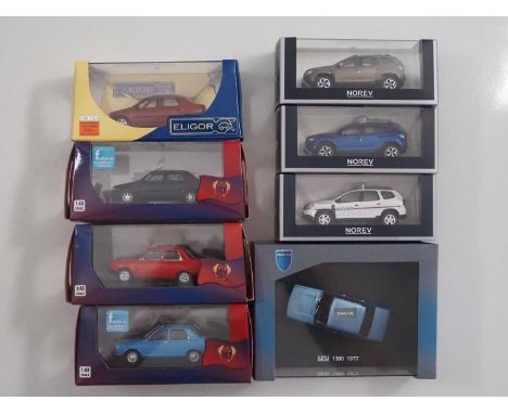 A group of 1:43 scale models by IST MODELS, IXO, NOREV and ELIGOR, comprising of assorted Dacia automobiles, to include an IX