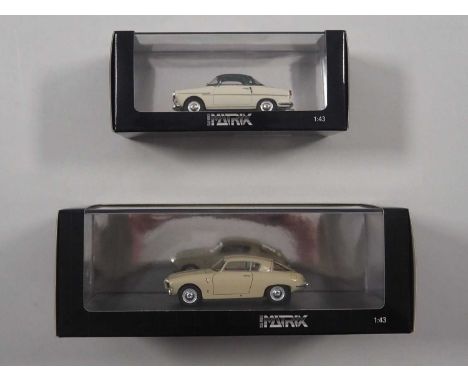 A pair of 1:43 scale, Ltd edition hand built resin models by MATRIX comprising of a '41803-011' 1954 Stanguellini-Fiat 1100 B