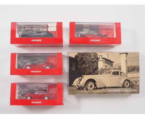 A group of limited edition 1:43 scale models by MINICHAMPS, comprising of Alfa Romeo automobiles to include a 1938 Alfa Romeo