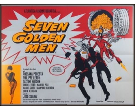 Seven Golden Men UK quad folded. Condition C9 near mint, see glossary for condition scale. Sette uomini doro (released in the