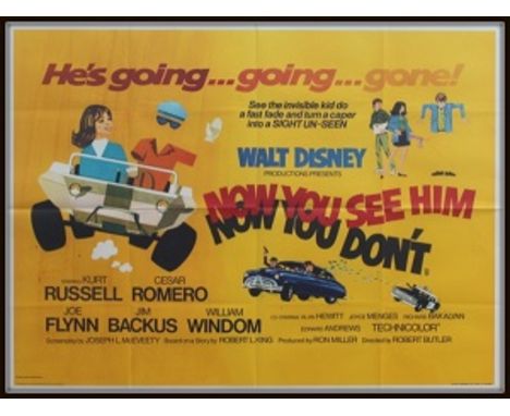 Now you see Him UK quad folded. Condition C9 near mint, see glossary for condition scale. 1972 Walt Disney Productions film s