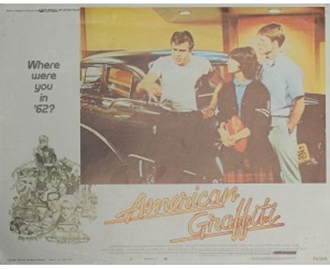 American Graffiti 1973 set of 2 US Lobby cards. Condition C8 very fine. American Graffiti is a 1973 coming of age film direct