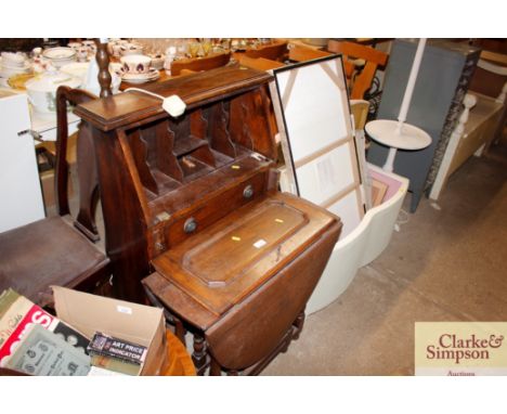 A students bureau and an oak gate leg tea table 