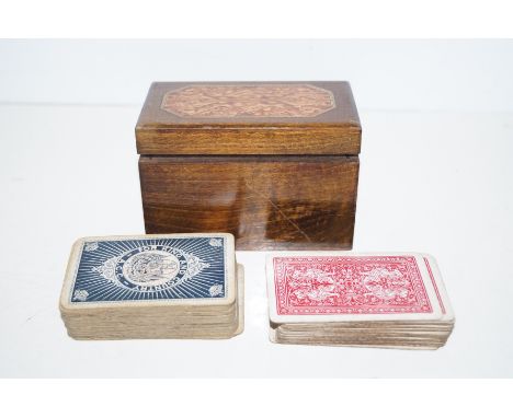 Inlayed playing card  box with vintage playing cards 