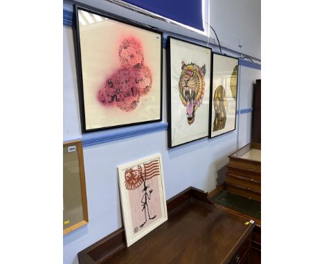 After Jimmy Cauty (20th Century), coloured print, 'That's All Folks', 18/76, framed and under glass, 34cm x 44cm overall and 