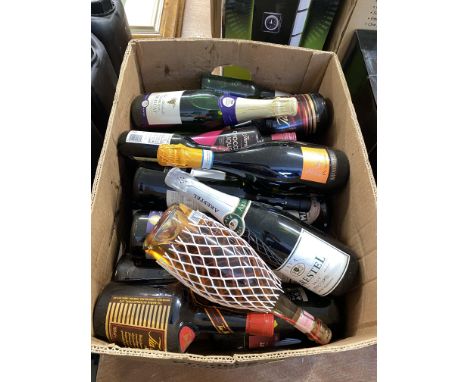 Mixed bottles of alcohol including Prosecco and Rose