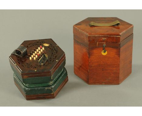 A Wheatstone concertina, in rosewood case, 48 button.