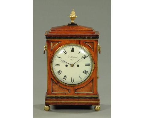 A Regency mahogany and brass bracket clock, with two-train fusee movement, the case marked "W. Blanchard, Hull".  Width 28 cm