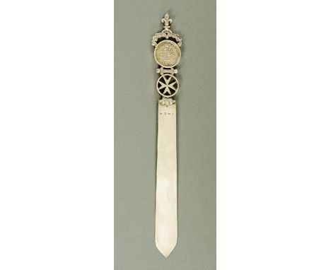 A Maltese silver letter knife, hallmarked to blade, stamped "917".  Length 24.5 cm.   CONDITION REPORT:  Generally in good or