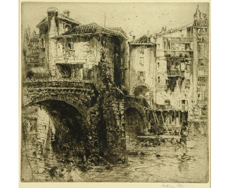 Hedley Fitton, original artists proof etching, "Gossal".  34 cm x 34 cm, framed, signed. 