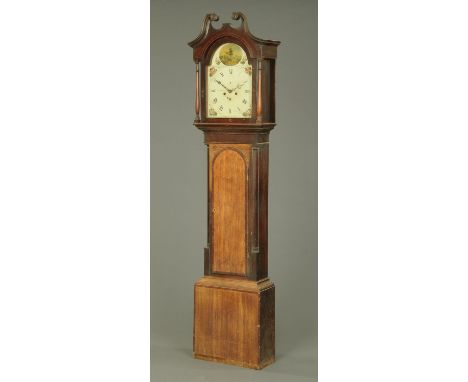 A George III oak and mahogany banded longcase clock, by B. Collinson, Kendal, with two-train striking movement, with two weig