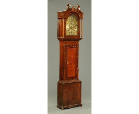 A George III inlaid oak and mahogany longcase clock, by Henry Pearson of Dore, with eight day striking movement.  Height 216 
