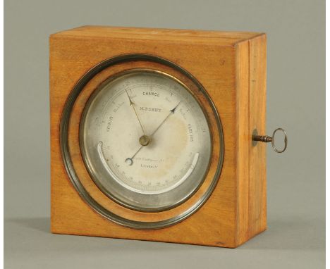 A Victorian mahogany cased deck barometer, by Dent of London.  Diameter 12 cm (see illustration).   CONDITION REPORT:  The me