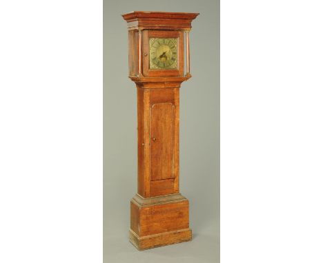 A Georgian oak longcase clock, with 30 hour movement, single pointer and date aperture, initialled "IP Asby", with pendulum a