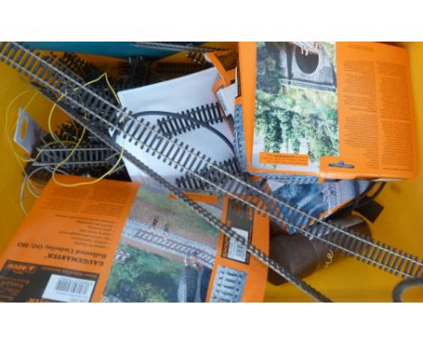 Train track for model trains together with scenery accessories