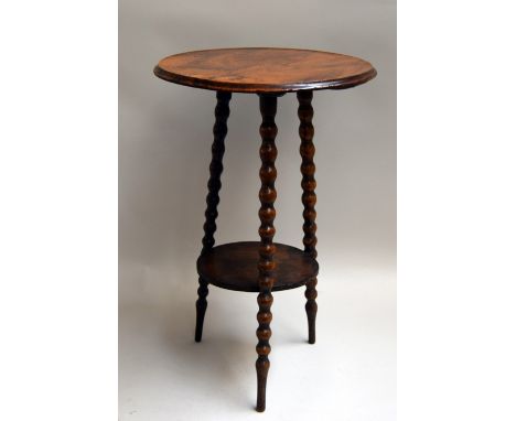 Italian walnut gypsy table on bobin legs with undershelf together with a Victorian mahogany button back chair