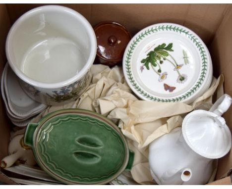 A mixed lot of ceramics and porcelain, to include a set of small 'Portmeirion Botanic Garden' plates with floral decoration a