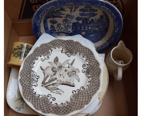 A selection of early 20th century ceramic dinner plates, including a set from Staffordshire pottery, a 19th century Wedgwood 