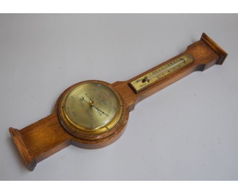 Short & Mason wooden barometer & thermometer, 62 cmH