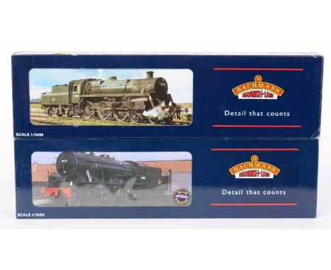 Two Bachmann 00-gauge Branchline steam locomotives and tenders, comprising: 31-102A, standard 4MT; and 32-254, 07\WD 2-8-0 Au